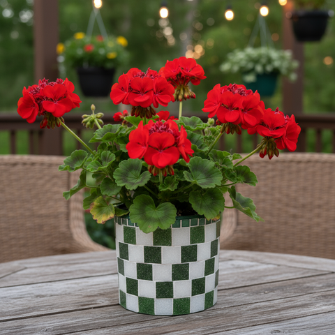 Green and White Planter