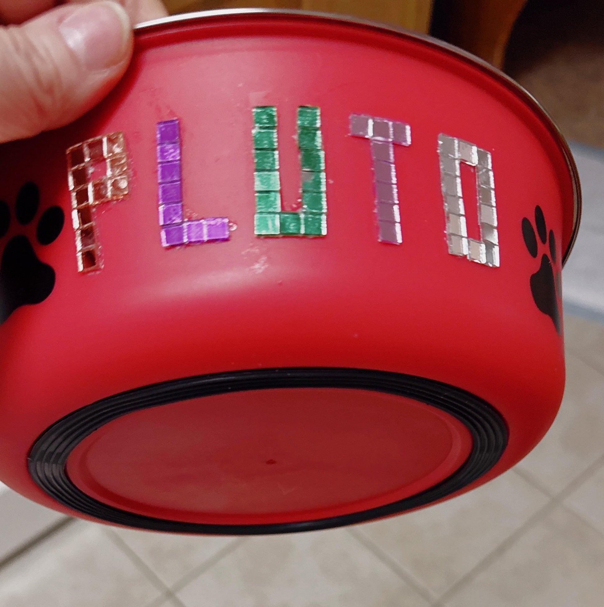 Custom dog and cat feeding bowl by My Store, showing a colorful ceramic bowl with personalized design for pets.