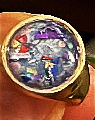 Gold Stainless Ring| Multicolored Crushed Glass