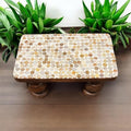 Hand-carved vintage wooden pedestal stand with intricate detailing, ideal for displaying art or decorative items.