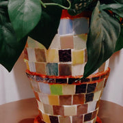 9.5” Tall X 6” Ceramic Mosaic Planter