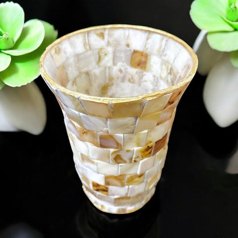 Mother of Pearl 8” Vase |Hurricane Lamp Vase|Handmade Vase | Mother of Pearl Planter