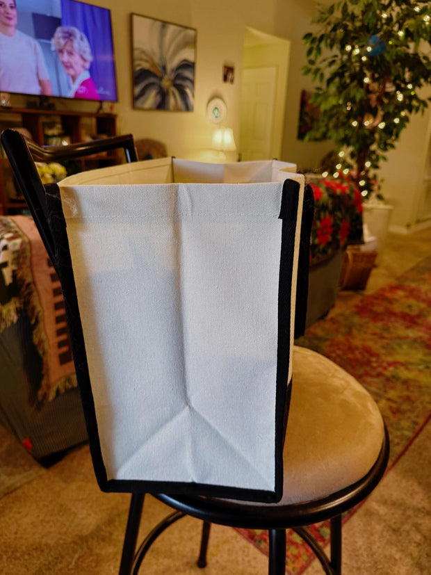 White and Red  All Purpose Tote Bag -Handpainted