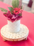 Wooden word game plant stand decor with a natural finish, featuring a playful design suitable for displaying small plants or decorative items.