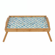 Turquoise Mother of Pearl Mosaic Wooden Bed Tray