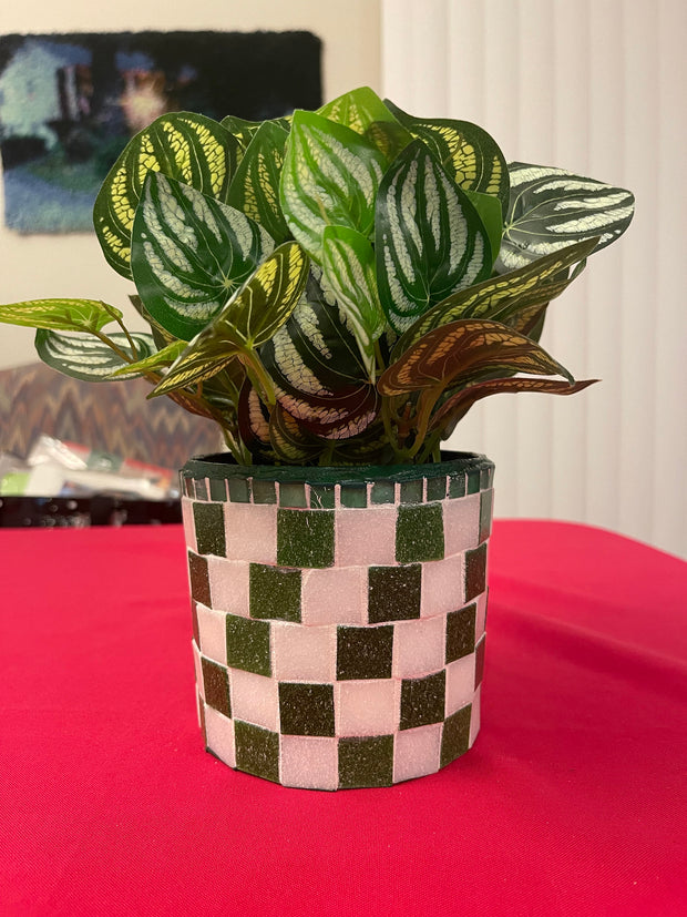 Green and White Planter