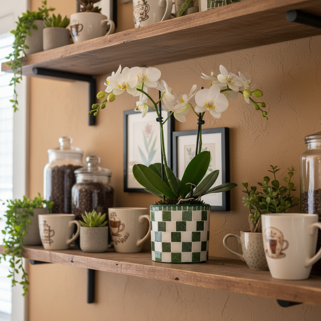 Modern green and white checkerboard mosaic herb planter with square shape and decorative pattern for indoor or outdoor use