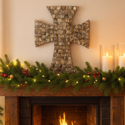Mosaic Cross | Mother of Pearl Cross | Christian Cross Decor | Cross Wall Hanging | Decorative Cross Art | Brown Cross Art | Standing Cross