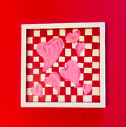 Hand painted Hearts Wooden Checkerboard Coffee Table Tray