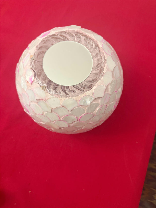 Pink Mother of Pearl Bowl Planter | Pink Vase | Scalloped Shaped Shells | Large Pink Planter