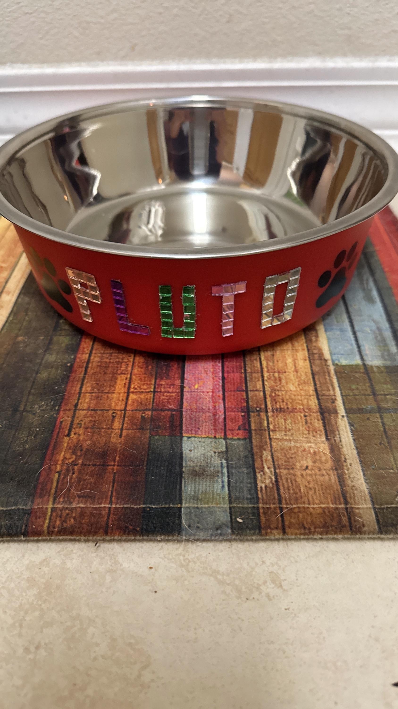 Custom dog and cat feeding bowl with personalized design, made of durable material, perfect for pets.
