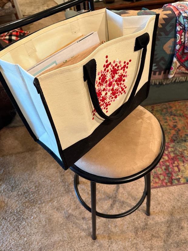 Large White and Red Custom/personalized Canvas Bag