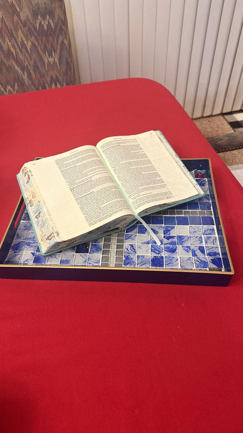 Blue Tile Tray | Blue Serving Tray | Coffee Table Tray | Mosaic Tray | Ottoman Tray | Handled Coffee Tray | Laptop Tray | Tea Serving Tray