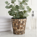 Decorative handcrafted bronze and pearl mosaic planter with intricate design, perfect for indoor or outdoor floral displays.