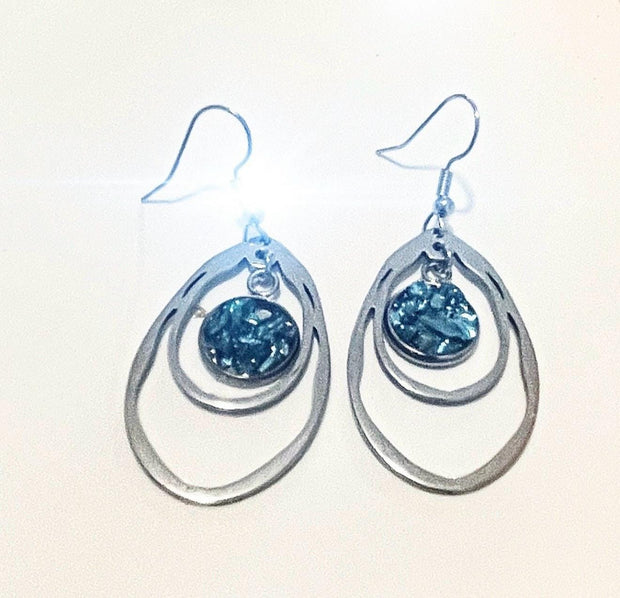 Blue Glass Drop Earrings