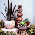 Luxurious scalloped planter with faux snake plant, stylish home decor accent in a decorative ceramic container.