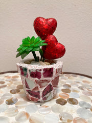 Small Mosaic Flower Pot For Succulents | Broken China Glass
