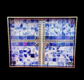 Artisan Ocean Blue Mosaic Serving Tray with intricate tile design, perfect for serving food or display.