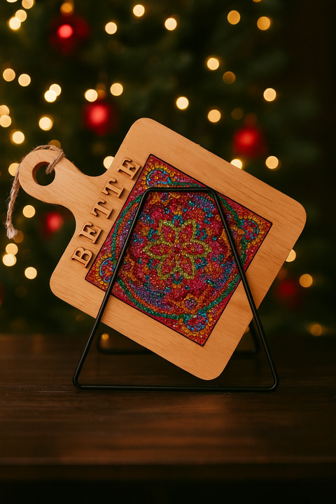Trivet Set | Miniature Wood Cutting Board | Decorative Crystal Chip Design | Hot Plate | Plant Stand |Candle Base | Decorative Wall Hanging