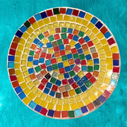 Sunburst Mosaic Decorative Plate, Small Display Plate, Glass Art | Mid-Century Modern Decor