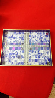 Blue Tile Tray | Blue Serving Tray | Coffee Table Tray | Mosaic Tray | Ottoman Tray | Handled Coffee Tray | Laptop Tray | Tea Serving Tray