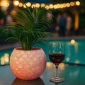 Handcrafted pink scalloped mosaic bowl with ombre design, featuring intricate tile patterns and a smooth, rounded shape.