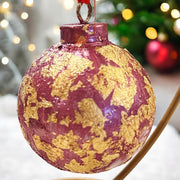 Rose and Gold Leaf Christmas Ornament