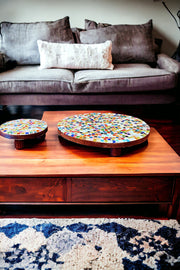 12” Plant Stand, Handmade Round Plant Stand, Mosaic Plant Riser | LARGE| Unique Plant Stand