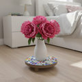 Handcrafted polka dot rainbow mosaic plant stand by Miss Bette's Creations, featuring colorful mosaic tiles and sturdy design.