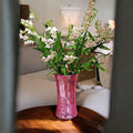 Handcrafted pink disco ball mirror vase with reflective surface and decorative design, perfect for stylish home decor.