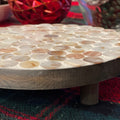Handmade Mother of Pearl mosaic decorative stand by Miss Bette's Creations, featuring intricate pearl inlay and elegant design.