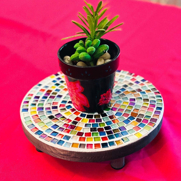 Decorative Indoor Plant Stand | Mosaic Plant Stand | Colorful Plant Stand | Mosaic Tile Gift | Boho Plant Holder | Mosaic Plant Gift