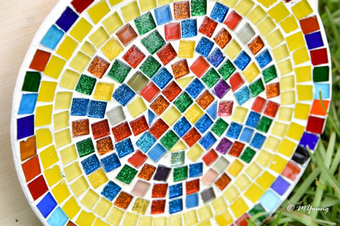 Sunburst Mosaic Decorative Plate, Small Display Plate, Glass Art | Mid-Century Modern Decor