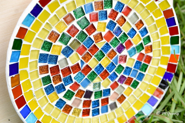 Sunburst Mosaic Decorative Plate, Small Display Plate, Glass Art | Mid-Century Modern Decor