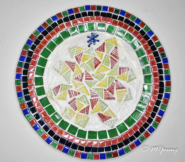 Handmade | Mid-Century Modern Decor| Holiday Tree Mosaic Plate|