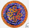 Handcrafted round mosaic wall art with colorful glass tiles, showcasing intricate mosaic design for decorative home wall decor.