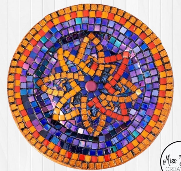 Simple Star | Mosaic Plate | Mid-Century Modern Decor| stained Glass Wall Art