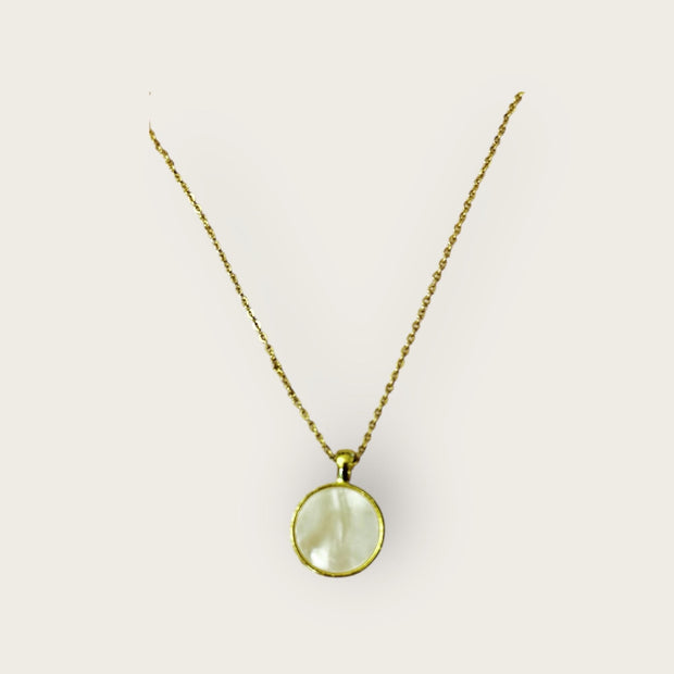 Mother of Pearl Necklace | Gold Pearl Pendant Necklace | Silver Pearl Pendant Necklace | Circle Pearl Pendant | Boho Pearl Necklace