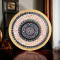 Handcrafted circular mosaic mandala wall art featuring intricate colorful patterns, ideal for home decor.