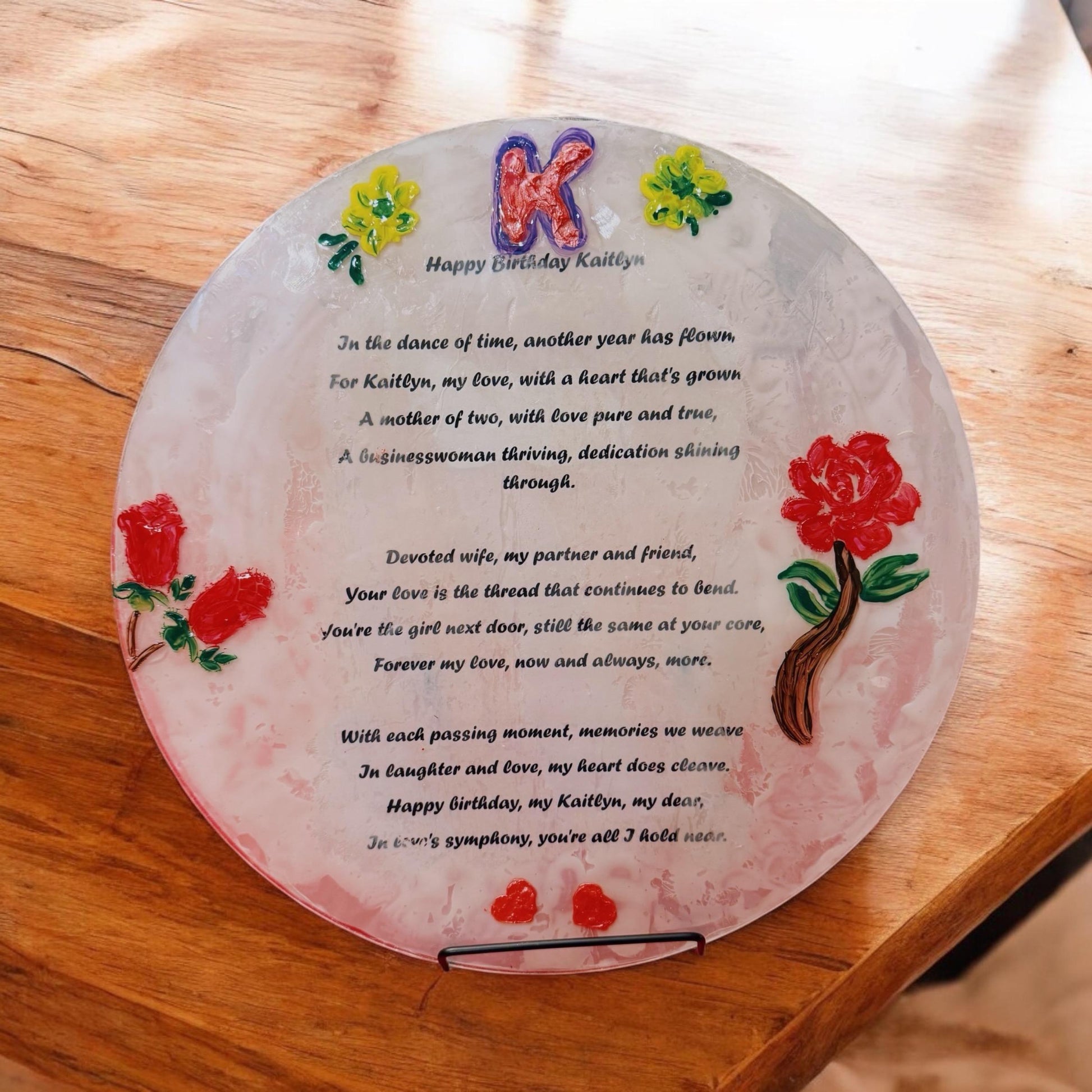 Decorative custom poetry art piece with elegant design, showcasing handwritten style on a textured background.