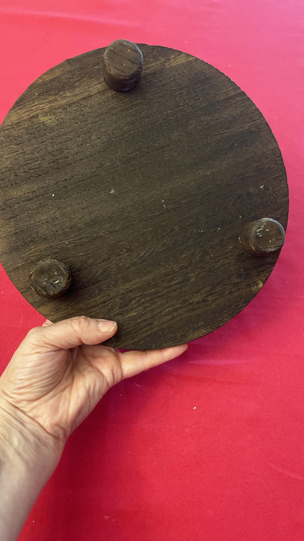 10” Wooden Plant Stand /Green and Pink