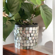 Mother of Pearl Planter | Mosaic Planter | House Plant Pot | Decorative Plant Pot | Mosaic Plant Pot | Iridescent Plant | Gray Brown Planter
