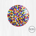 Colorful rainbow mosaic decorative wall plate with intricate patterns, perfect for wall decor in vibrant home interiors.