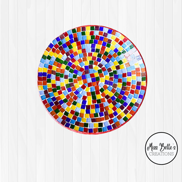 Mosaic Plate | Rainbow Decorative Plate | Tile Plate | Rainbow Mosaic | Rainbow Wall Plate | Colorful Mosaic Wall Art | Hanging Wall Plate