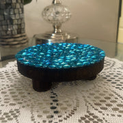 Turquoise Cabochon Mosaic Plant Stand | Indoor Gardener’s Decor