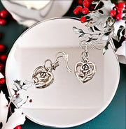 Heart Shaped Stainless Steel Drop Earrings - Elegant Hearts Within Hearts Design