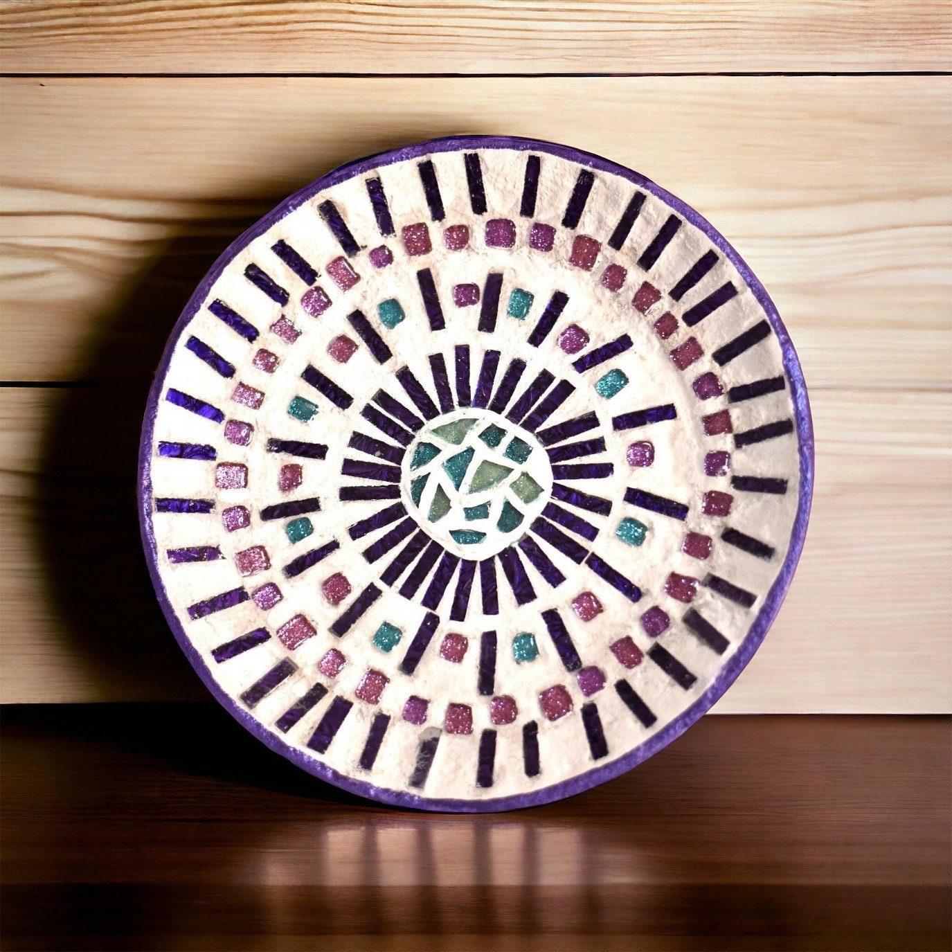 Colorful butterfly mosaic hot plate coaster with intricate design, ideal for protecting surfaces from heat.