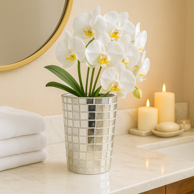 9.5” Tall X 6” Glass Mosaic Planter