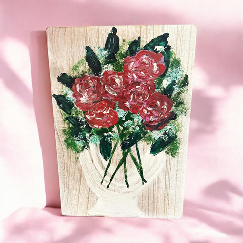 Hand painted Hearts Wooden Checkerboard Coffee Table Tray
