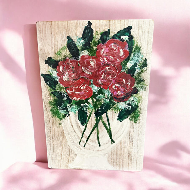 Hand painted Hearts Wooden Checkerboard Coffee Table Tray